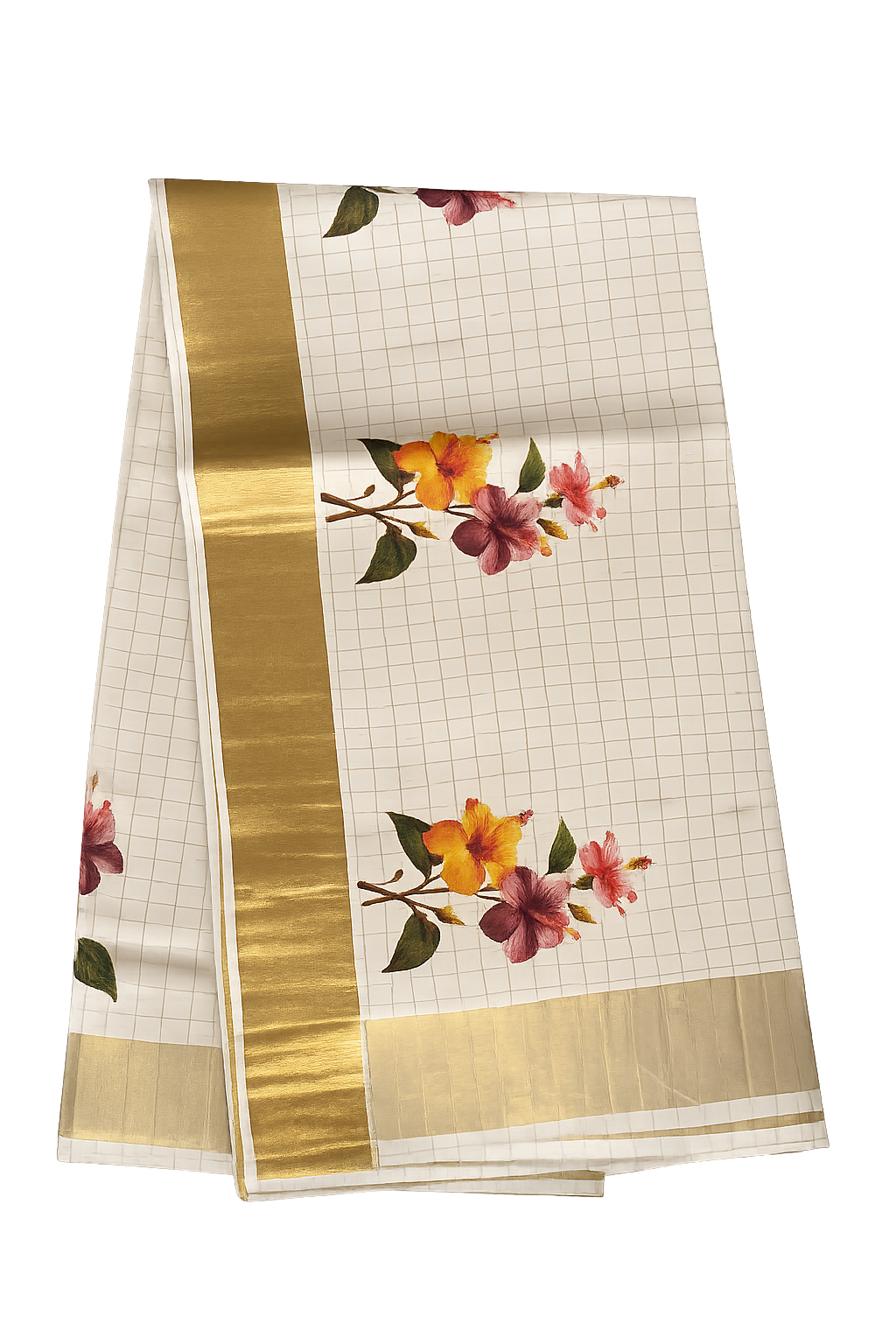 Floral Kasavu saree