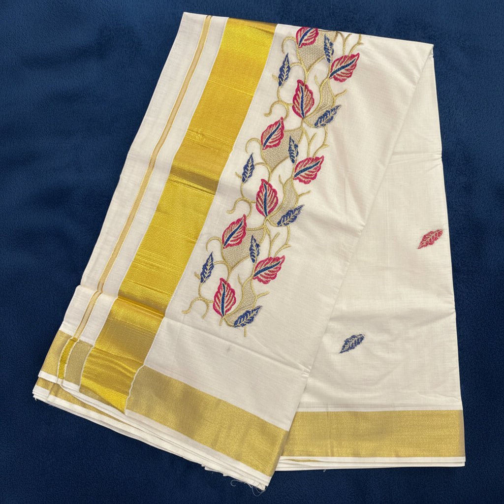 Kerala Saree with embroidery