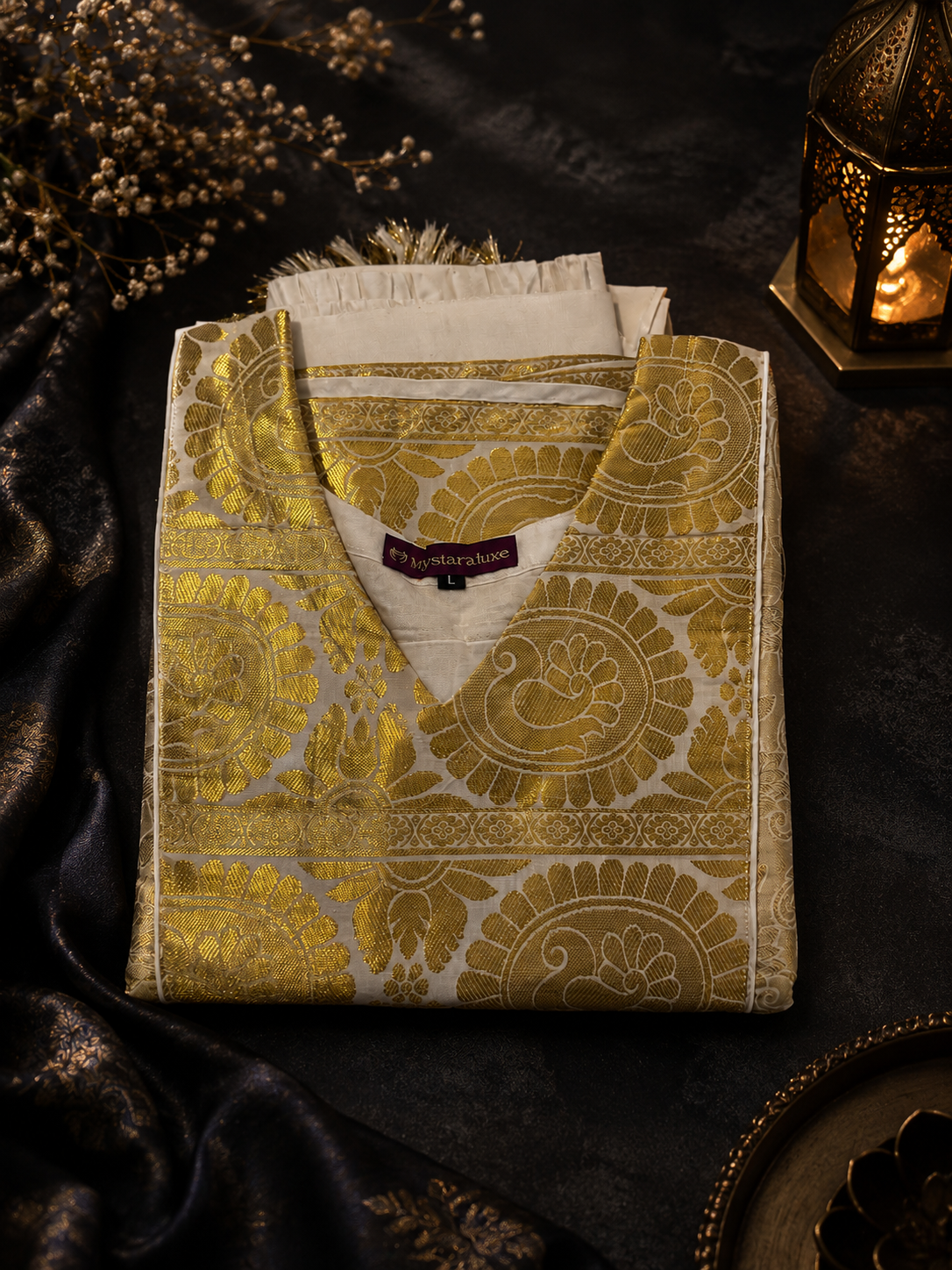 Royal Floral Gold Kasavu Set