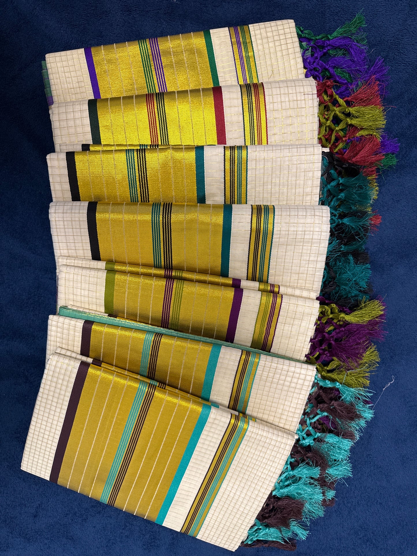 Kerala Set Saree with golden zeri checks