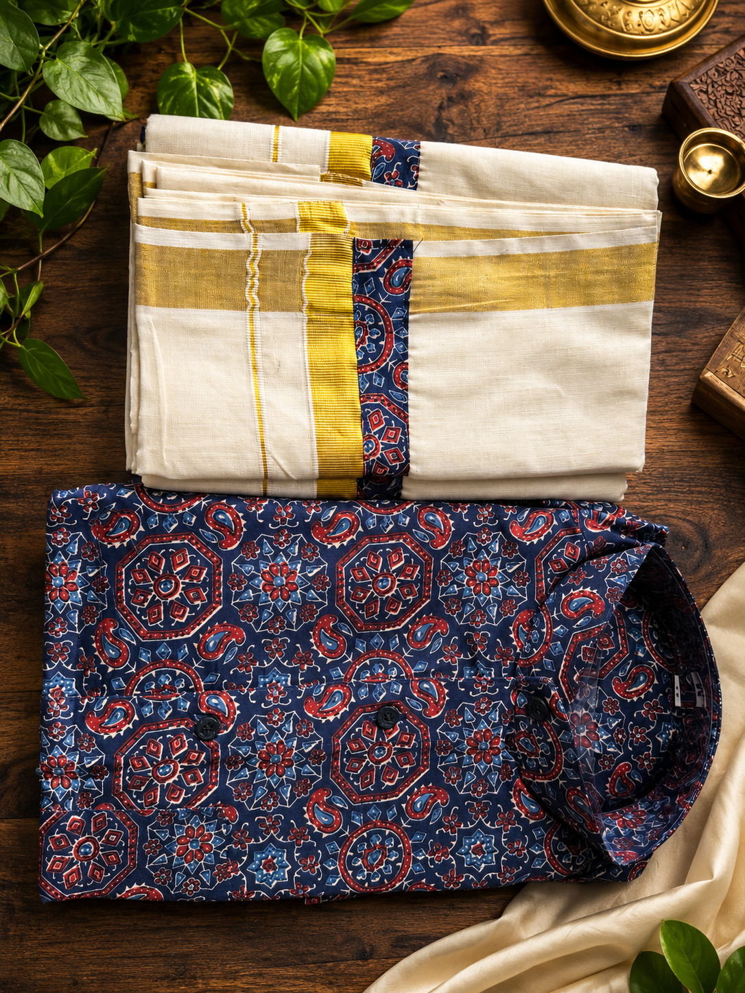 Ajrak Shirt and Mund Combo