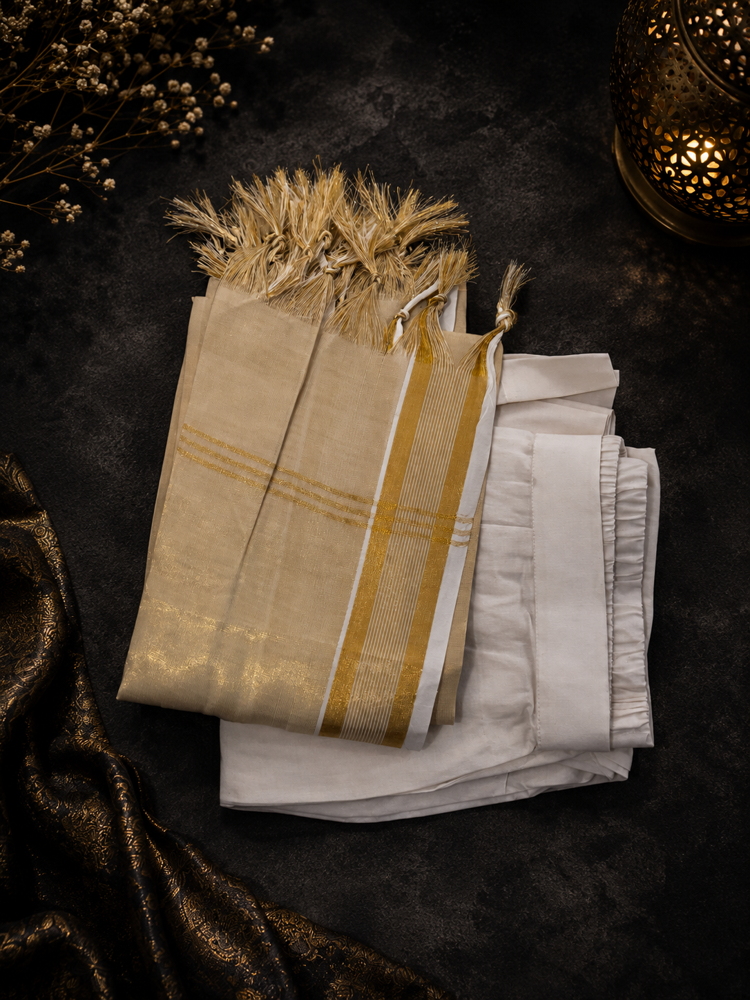 Royal Floral Gold Kasavu Set
