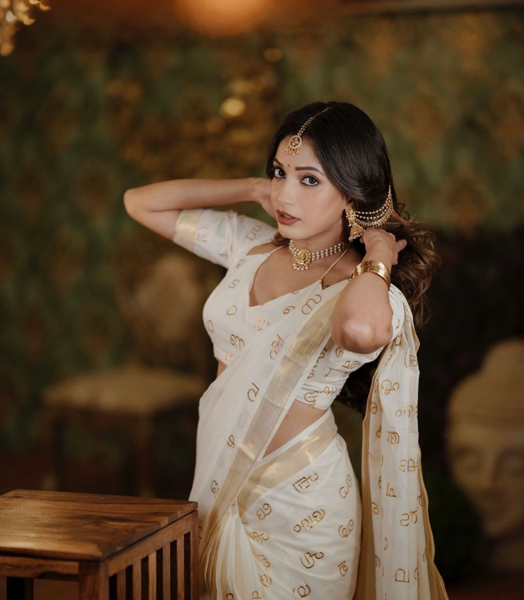 Timeless Malayalam Aksharamala Saree