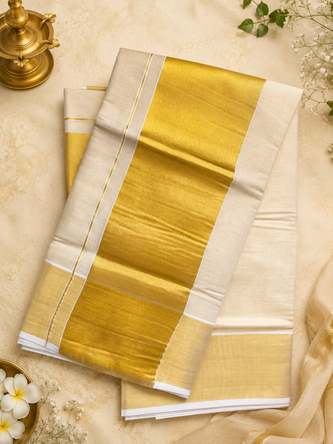Classic Kerala Kasavu Saree