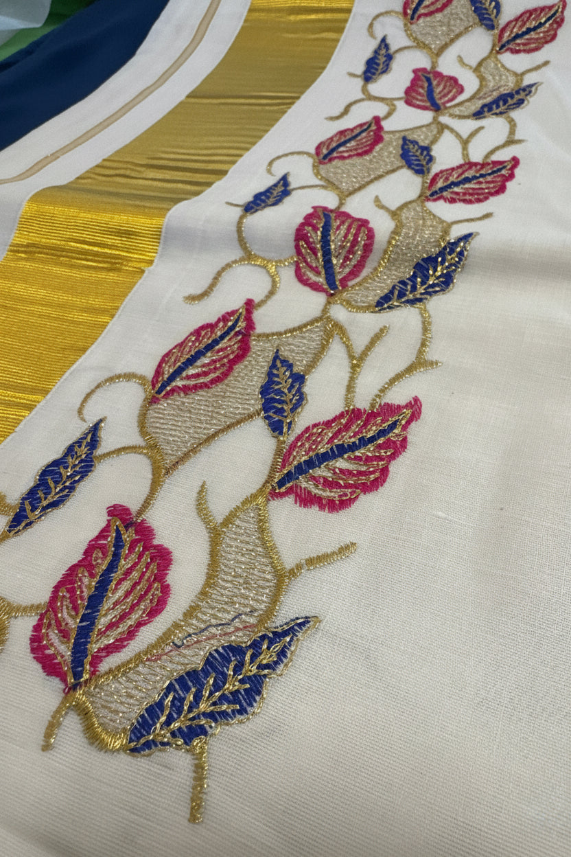 Kerala Saree with embroidery