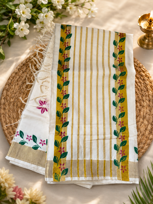 Printed cotton Settu saree