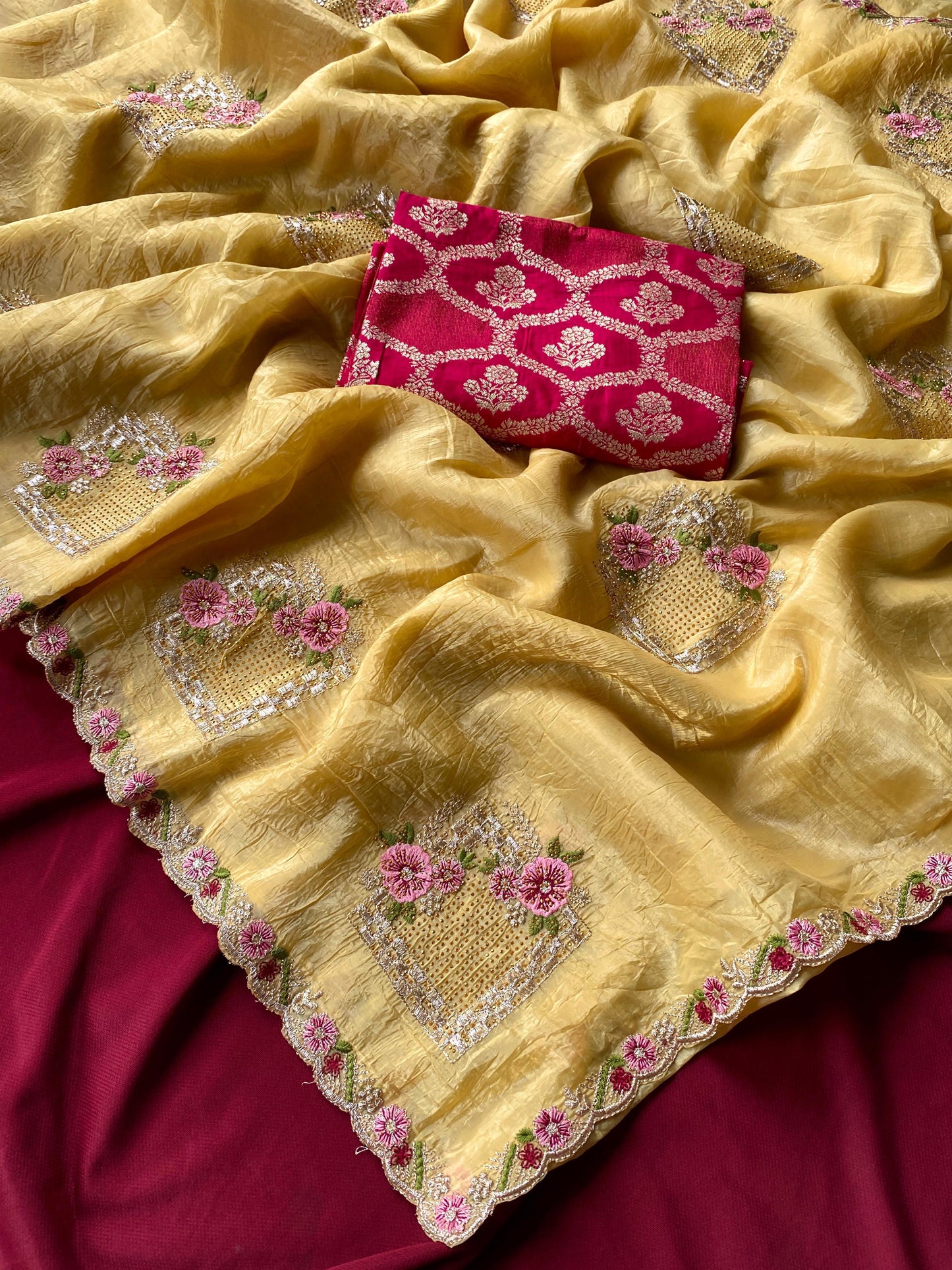 Crushed Silk Saree