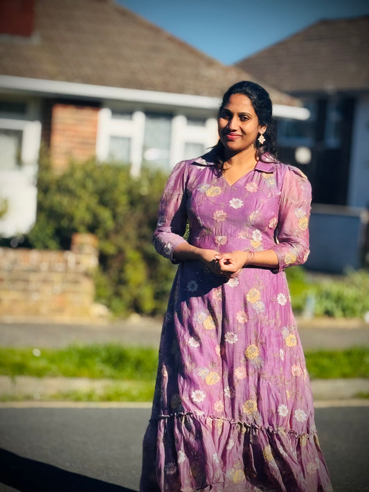 Mulchanderi collar dress