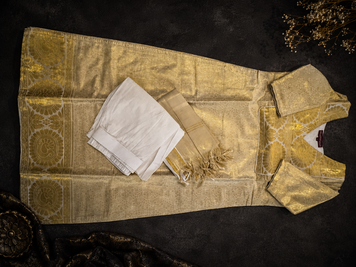 Royal Floral Gold Kasavu Set