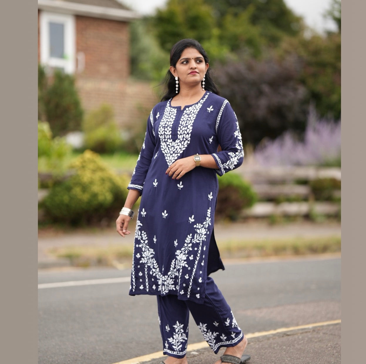 Chikankari Kurti with Pants