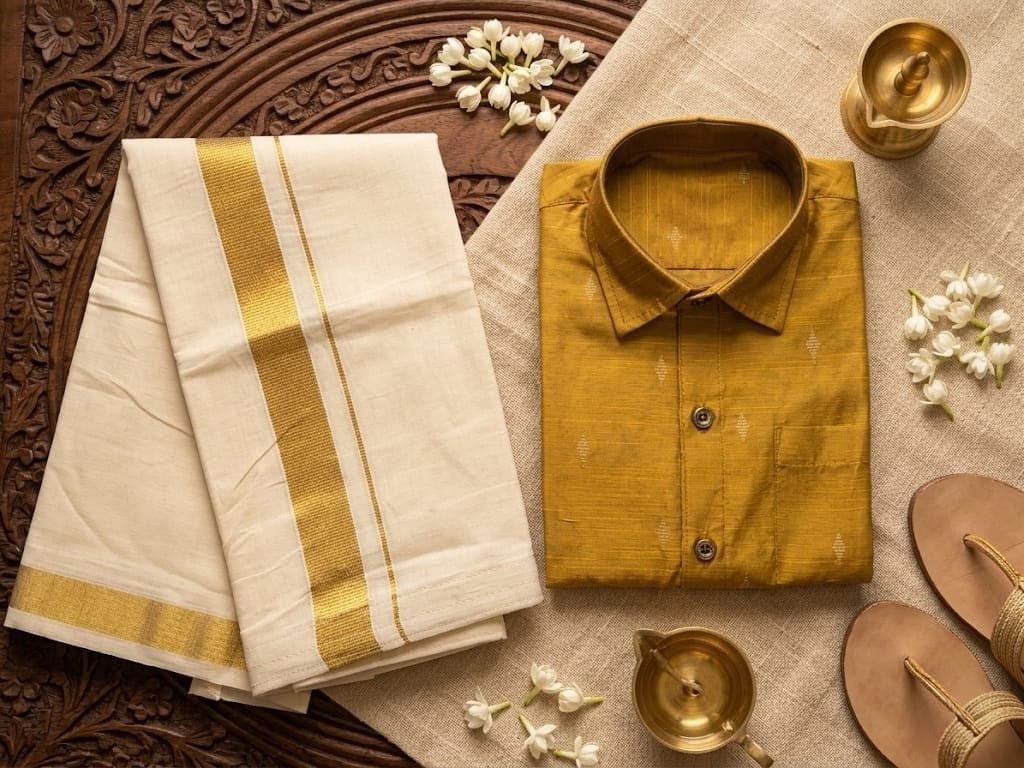 Boys Premium Kasavu Mundu & Shirt Set