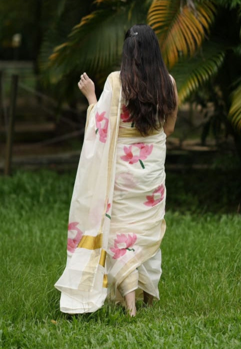 Kerala Cotton Lotus Saree